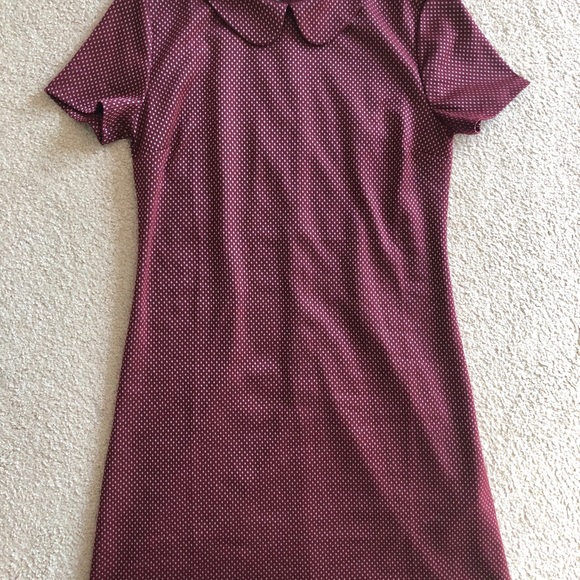 Forever 21 Burgundy Short Sleeve Collar Dress M - Picture 6 of 9